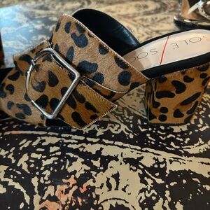 Sole Society Leopard Print Mules with Buckle